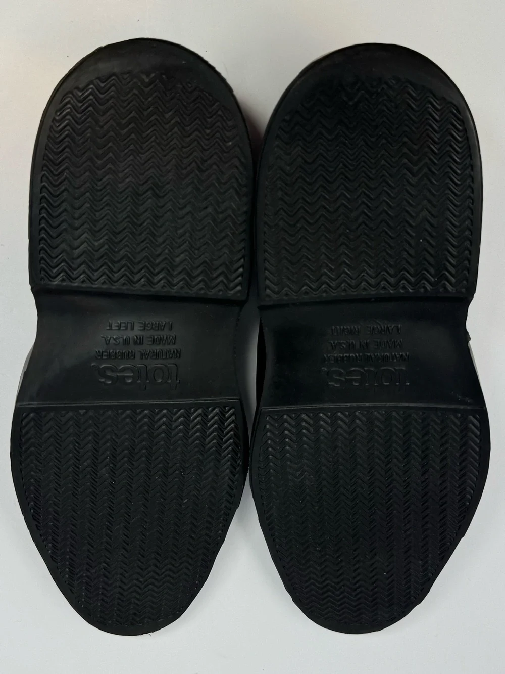 totes Men's Black Natural Rubber Slip-On Loafers Made in USA Size Large